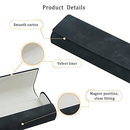 LifeArt Eyeglass Case Hard Shell, Portable Sunglass Case for Women and Men, fashionable PU Leather Eyeglass Case, Lightweight - color: 641_ybr(black)