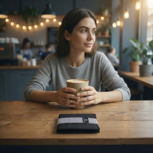 LIGHT FOLD Ultra Slim Tri-Fold Wallet with RFID Blocking, Lightweight Minimalist Men’s Wallet with Elastic Band, Waterproof Durable Nylon Fabric, Slim Front Pocket Card Holder Fits 12 Cards & Cash - color: Grey