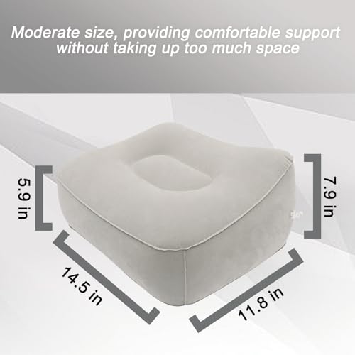 Inflatable Foot Rest, Carseat Inflatable Foot Rest Pillow, Airplanes Inflatable Foot Rest Cars, Travel Footrest Pillow for Home Office,Trains (Grey 2 Count), 14.5" L×11.8" W×7.9”H