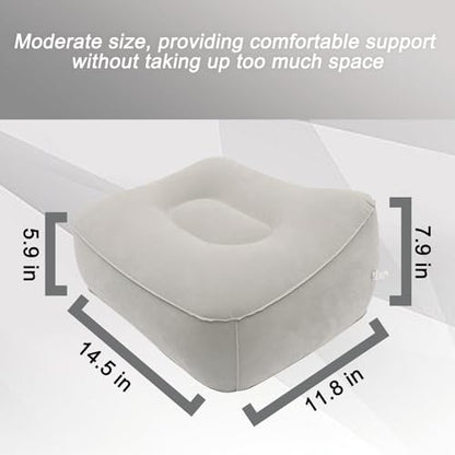 Inflatable Foot Rest, Carseat Inflatable Foot Rest Pillow, Airplanes Inflatable Foot Rest Cars, Travel Footrest Pillow for Home Office,Trains (Grey 2 Count), 14.5" L×11.8" W×7.9”H