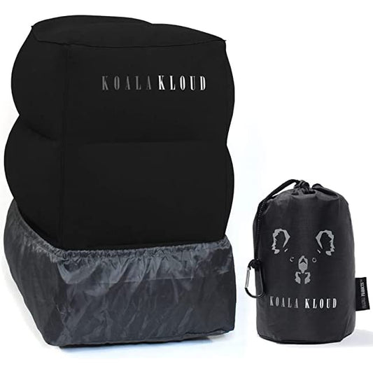 Koala Kloud Travel Foot Rest - Inflatable Foot Rest Pillow, Footrest for Flights, Car Seat Foot Rest, Airplane Bed for Toddler, Kids Travel Accessories, Black