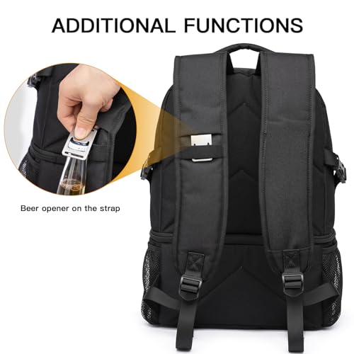 TUGUAN Insulated Cooler Backpack 38 Cans Double Deck Leakproof Lightweight Soft Lunch Backpack Small Cooler Bag Beach Picnic - color: 8901-black