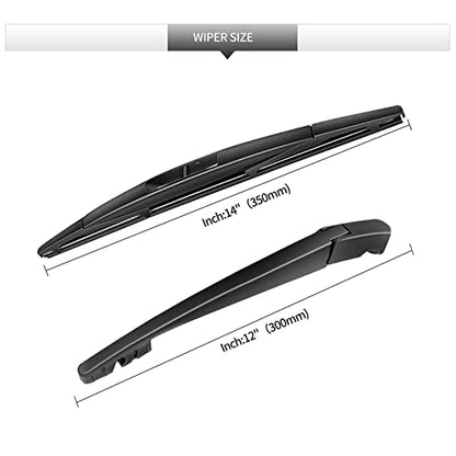 Replacement for 2003-2008 Honda Pilot Rear Windshield Wiper Blade and Arm Assembly-Original Factory Quality Car Back window wiper Arm Blade Complete Set - size: For Honda Pilot 2003-2008