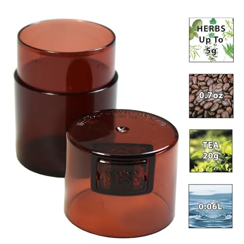 Vitavac - 5g to 20 grams Airtight Multi-Use Vacuum Seal Portable Storage Container for Dry Goods, Food, and Herbs - Coffee Tint - color: Mocha