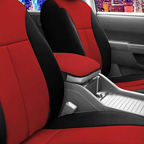 FH Group Neosupreme Red Flat Pattern Center Console Pad – Water-Resistant Armrest Cover Protector for Cars, SUVs & Trucks - color: Red, style: Console Cover (Plain)