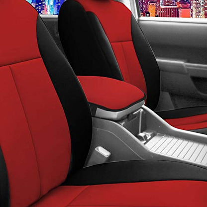 FH Group Neosupreme Red Flat Pattern Center Console Pad – Water-Resistant Armrest Cover Protector for Cars, SUVs & Trucks - color: Red, style: Console Cover (Plain)