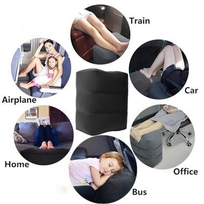 Inflatable Travel Foot Rest Pillow, Adjustable Height Leg Rest Pillow for Cars, Home, Office, Trains, Airplane, Make a Flat Bed for Baby, Kids, Toddlers, Grey, 2 Pack - color: Grey 2