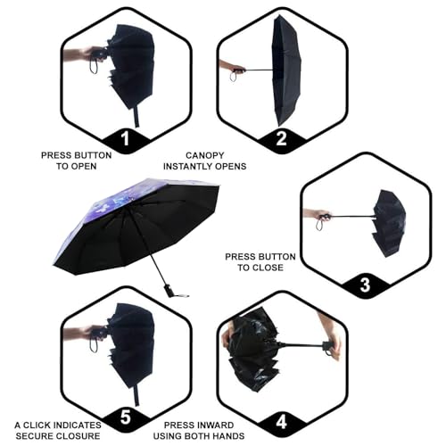 SY COMPACT Travel Umbrella - Windproof Automatic Compact Umbrella for Rain, Lightest 8-Rib, Small, Strong & Portable, Durable Grip, Fits Backpack & Car, Factory Direct (UV Available) - color: Purple Butterfly