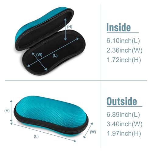 FINTIE Sunglasses Case, Hard EVA Shell Shockproof Sport Glasses Case with Metal Carabiner Travel Zipper Eyeglasses Holder - color: Legacy Teal