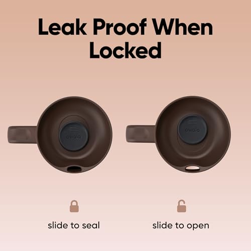 Owala SmoothSip Slider Stainless Steel Insulated Travel Mug with Handle, 100% Leak Proof, For Hot and Cold Drinks, Travel Friendly with Sliding Lock Lid, 24 oz, BPA Free, Leak Proof, Cozy Cocoa - color: Cozy Cocoa, size: 24 Ounces