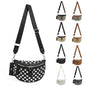 Checkered Crossbody Bag for Women Nylon Bum Bag Spacious Fanny Pack Adjustable Strap Lightweight Travel Everyday Purse Water Resistant Handbag (Rivet Black) - color: Rivet Black