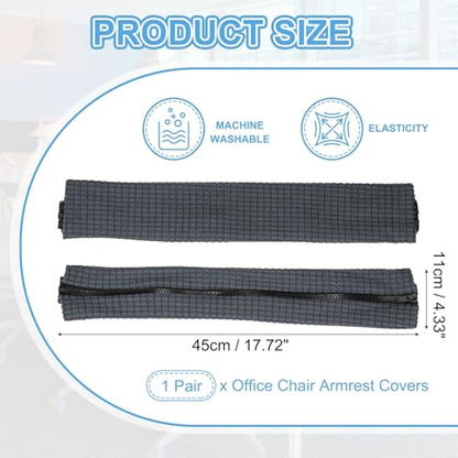PATIKIL 18x4.3 in Office Chair Armrest Covers, 1 Pair Office Chair Arm Covers Long Computer Chairs Arm Rest Cover with Zipper Removable Rest Slipcover Hand Rest Protector, Dark Gray - color: Dark Gray, size: 18"