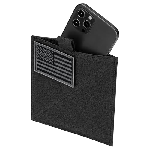 Tactical Hook&Loop Pouch, EDC Admin Bag Insert Storage Organizer Pocket for Chest Rig Backpack Accessories, Sleeve Expansion Pouch for Mini Notebook Smartphone - color: Black