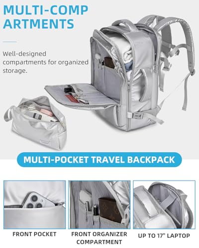 LARVENDER Carry on Luggage 22x14x9 Airline Approved Hardshell Suitcase with Wheels TSA Lock, PC+ABS Lightweight Suitcase Set for Women with Travel Backpack, Glossy Silver, 3 Piece Set - color: Glossy Silver (XL-BP), size: 3 Piece Set (Backpack/TB/20)
