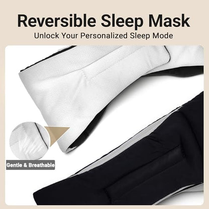 Soft Reversible Cotton Eye Mask, Obsidian Black&Grey Full-Coverage Adjustable Breathable Wrap, Ultra-Light Total Blackout Blindfold for Travel Nap, Ready-to-Gift Set for Women Men Couples Adults - color: Obsidian Black
