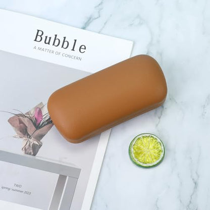 PERFECTSIGHT Sunglasses Case, Large Hard Shell Glasses Case, Cute PU Leather Protective Eyeglasses Case for Women Men - color: Brown