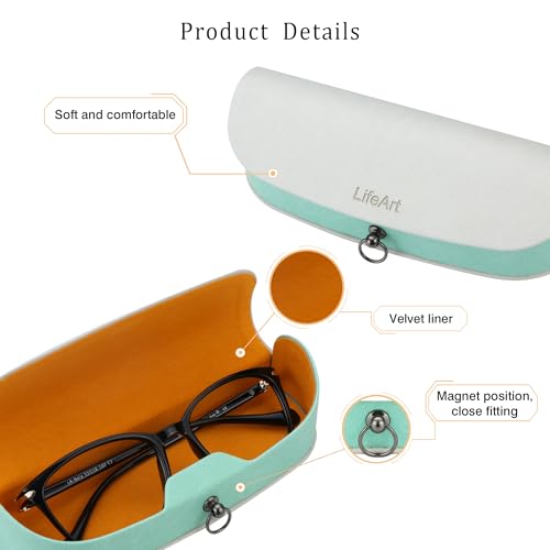 LifeArt Eyeglass Case Hard Shell, Portable Sunglass Case, Fashionable PU Leather Eyeglass Case, Lightweight - color: Banyuan_light Grey