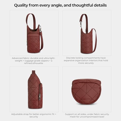 Travelon Anti-Theft Boho Insulated Water Bottle Tote - color: Paprika