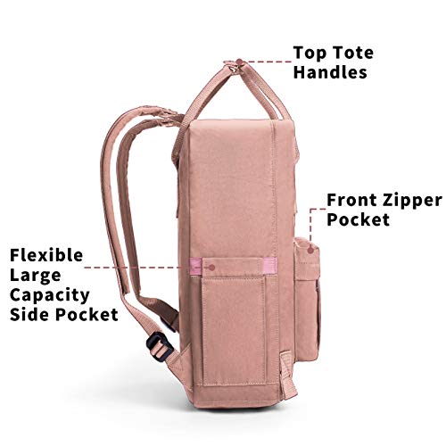 KALIDI Casual Laptop Backpack 15 Inches Classic Camping Rucksack Travel Outdoor Square Daypack College Hiking Gym Bag, Pink - color: Pink