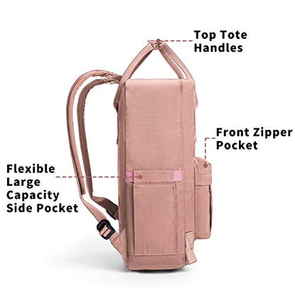 KALIDI Casual Laptop Backpack 15 Inches Classic Camping Rucksack Travel Outdoor Square Daypack College Hiking Gym Bag, Pink - color: Pink