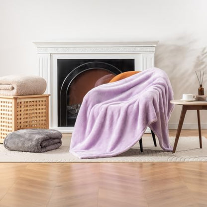 Berkshire Blanket Classic Extra-Fluffy™ Plush Blanket Twin Size, Soft Fuzzy Fluffy Long Hair Blanket for Couch Sofa Bed, Pastel Lilac Purple, 60x92 Inches - color: Pastel Lilac, size: Twin/Twin XL