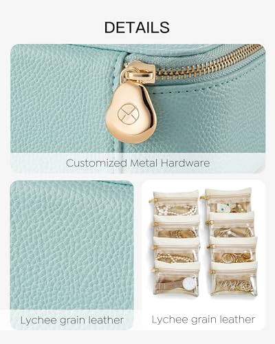 VLANDO Jewelry Travel Case,Travel Jewelry Organizer with Clear Velvet Jewelry Bags 8Pcs Zipper Pouch for Women Girl Gift-Lake Blue - color: C.8PCS Lake Blue