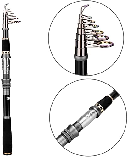 PLUSINNO Fishing Rod, Telescopic Fishing Rod and Reel Combo, Collapsible Travel Fishing Pole Rod Starter Kit, Carbon Fiber Fishing Rods and 12 +1 Bearings Stainless Steel, Fishing Gifts for Men Adults - color: ONLY Fishing rod (not include reel), size: 2.
