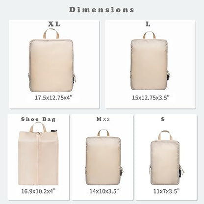 BAGAIL 6 Set Ultralight Compression Packing Cubes Packing Organizer for Travel Accessories Luggage Suitcase Backpack - color: Cream70D, style: Cloth Pattern
