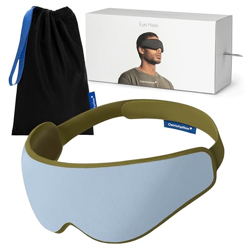 Ostrichpillow Eye Mask, Sleep Mask for Men Women 100% Blackout, No Pressure On Eyes, Soft & Breathable, Adjustable Fit, Travel Bag Included - color: Meadow