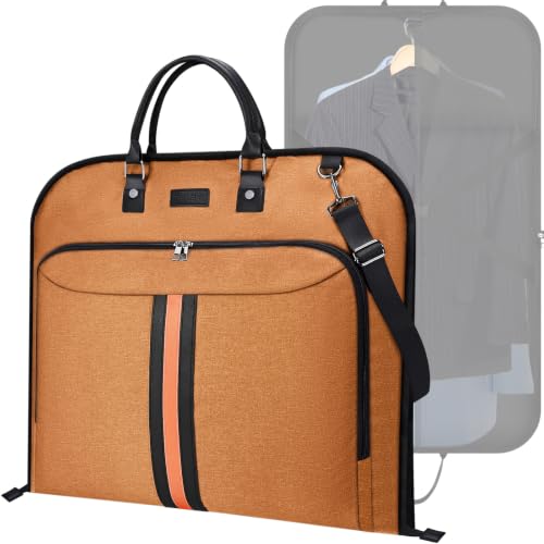 BALEINE Travel Garment Bag, Travel Suit Bag for Men, 42'' Waterproof Carry on Garment Bag for Hanging Clothes, Garment Duffel Bag for Travel Business (Orange) - color: Orange