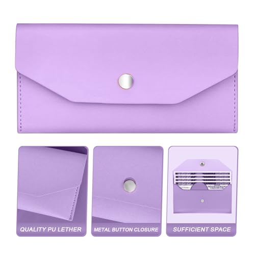 Pu Leather Cash Envelope Wallet - Reusable Cash Stuffing Wallet for Men and Women -Purple - color: purple