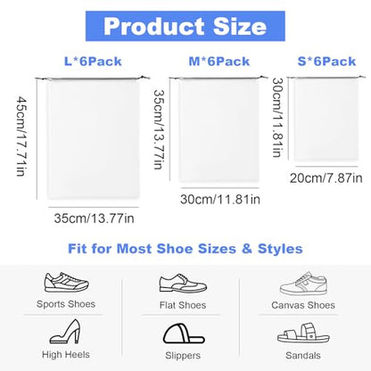 Shoe Bags For Travel Cruise Essentials Vacation Essentials Waterproof Dustproof Clear For Men Women 3 Sizes 18 Pack