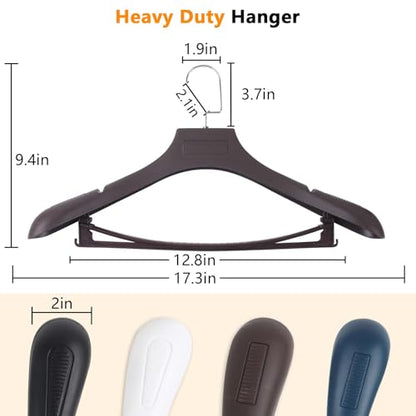 Suit Hangers for Men 6 Pack, Brown Coat Hangers Extra Wide Non Slip Width 17.7", Thick Plastic with Pants Bar & Metal Hook - color: Brown, size: 6 Pack
