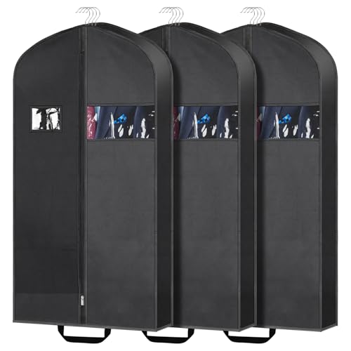 3 Pack 43" Garment Bags for Travel, 4" Gusseted Suit Bag for Men Closet Storage, Hanging Bags for Clothes Travel for Coats, Shirts,Dresses - color: Suit Cover-43IN 3 Pack