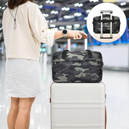 Kono Travel Duffel 20L Under Seat Carry-On Sports Tote Gym Weekender Overnight Bag - 15.75"x9.84"x7.87" Camo - color: Camo, size: M(15.75in x 9.84in x 7.87in)-20L