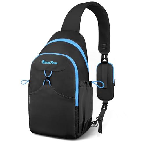 Seektop RFID Anti-Theft Crossbody Bag Sling Backpack for Women & Men, Casual Chest Daypack for Daily Travel - color: Black