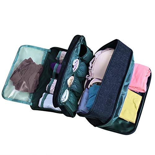 Portable Underwear Bra Storage Bag Waterproof Travel Organizers Multi-Layer Toiletry Packing Cube - color: Dark Blue