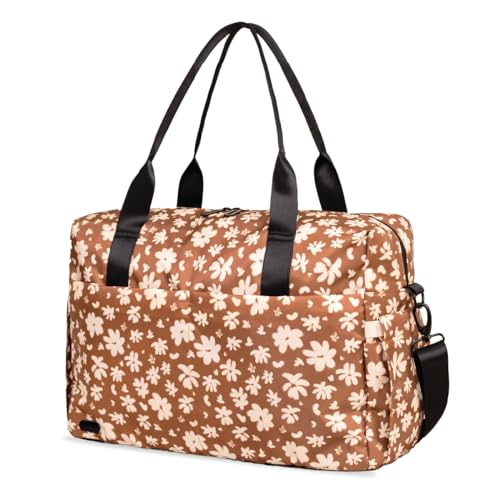 Jadyn Austin Carry-On Travel Duffel Bag for Women, 18” Weekender Bag with Laptop Sleeve, Durable Material, and Trolley Sleeve, Ideal for Work, Gym, and Overnight Trips (Terracotta Blossom) - color: Terracotta Blossom