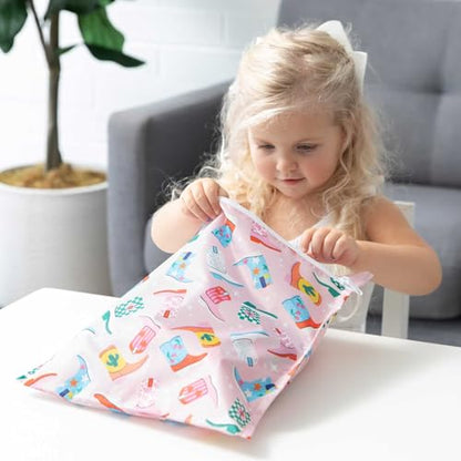 Bumkins - Waterproof Wet Bag & Clear Travel Bags - For Beach, Baby, Travel, Swim Suit, Cloth Diapers, Pump Parts, Pool, Gym, Toiletries - Reusable & Easy to Clean - Cowgirl Boots - 4 Pack - color: B3 Cowgirl Boots