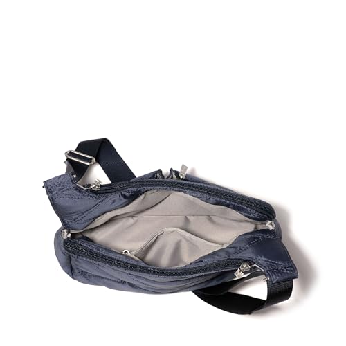 Baggallini Crossbody Travel Bag 11x8.5 Lightweight Water-resistant Nylon Handbag - color: French Navy Quilt