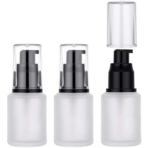 Segbeauty 1oz Frosted Glass Travel Bottles for Lotion, 3pcs Matte Translucent Empty Essential Oil Bottle, 30ml Travel Size Skincare Containers, Cream Pump Bottle, Toiletry Bottles for Liquids - color: Frosted Translucent, style: 3pcs 1oz