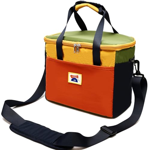 willikiva Insulated Lunch Bag Women Man Leakproof Soft Cooler Tote Bag Reusable LunchBox with Adjustable Shoulder Strap for Adults Work Travel(Orange Yellow) - color: Orange Yellow