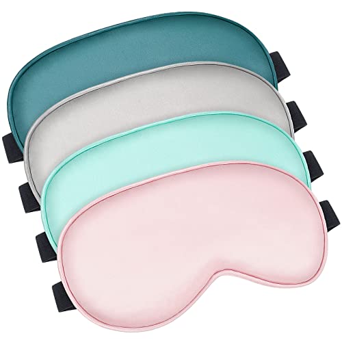 Bbto 4 Pcs Silk Sleep Eye Masks Smooth Soft Satin Eye Covers with Adjustable Strap Blindfold for Sleeping Blocking Out Lights Travel Relaxation(Multicolor) - color: Multicolor