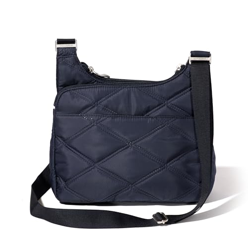 Baggallini Crossbody Travel Bag 11x8.5 Lightweight Water-resistant Nylon Handbag - color: French Navy Quilt