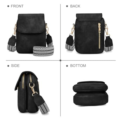 Fashion Small Crossbody Bags for Women Trendy Designer Cell Phone Purses Wallets with Card Holder Anti Theft Travel - color: Black