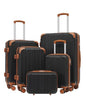 Coolife Luggage Sets, 5 Piece Durable Suitcase, Lightweight Carry on Luggage with ABS Hardshell, Dual Spinner Wheels, TSA Lock and YKK Zipper(apricot black, 5 piece set) - color: apricot black, size: 5 piece set