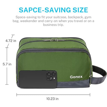 Gonex Travel Toiletry Bag Nylon, Shaving Bag Toiletry Organizer Olive Green - color: Olive Green