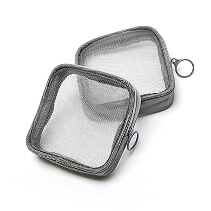 patu Mesh Travel Toiletry Bag, Transparent Standing Pouch, Portable Shaving Washing Kits Organizer, Personal Care Trip Case, Pack of 2 (Size S), Gray - size: S, Gray (2 pcs)