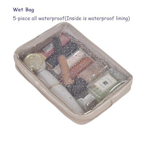 Remobia Hicol TSA Approved 5-Piece Diaper Bag Organizer Pouch Set Clear Waterproof TPU Kids Toiletry Storage Set Travel Packing Clutch Cube Bags for Baby Nursing (Pearl Grey) - color: Pearl Grey Leather
