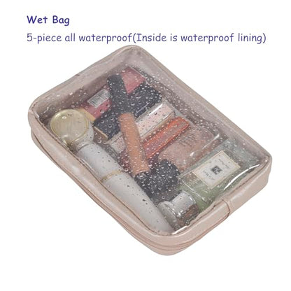 Remobia Hicol TSA Approved 5-Piece Diaper Bag Organizer Pouch Set Clear Waterproof TPU Kids Toiletry Storage Set Travel Packing Clutch Cube Bags for Baby Nursing (Pearl Grey) - color: Pearl Grey Leather